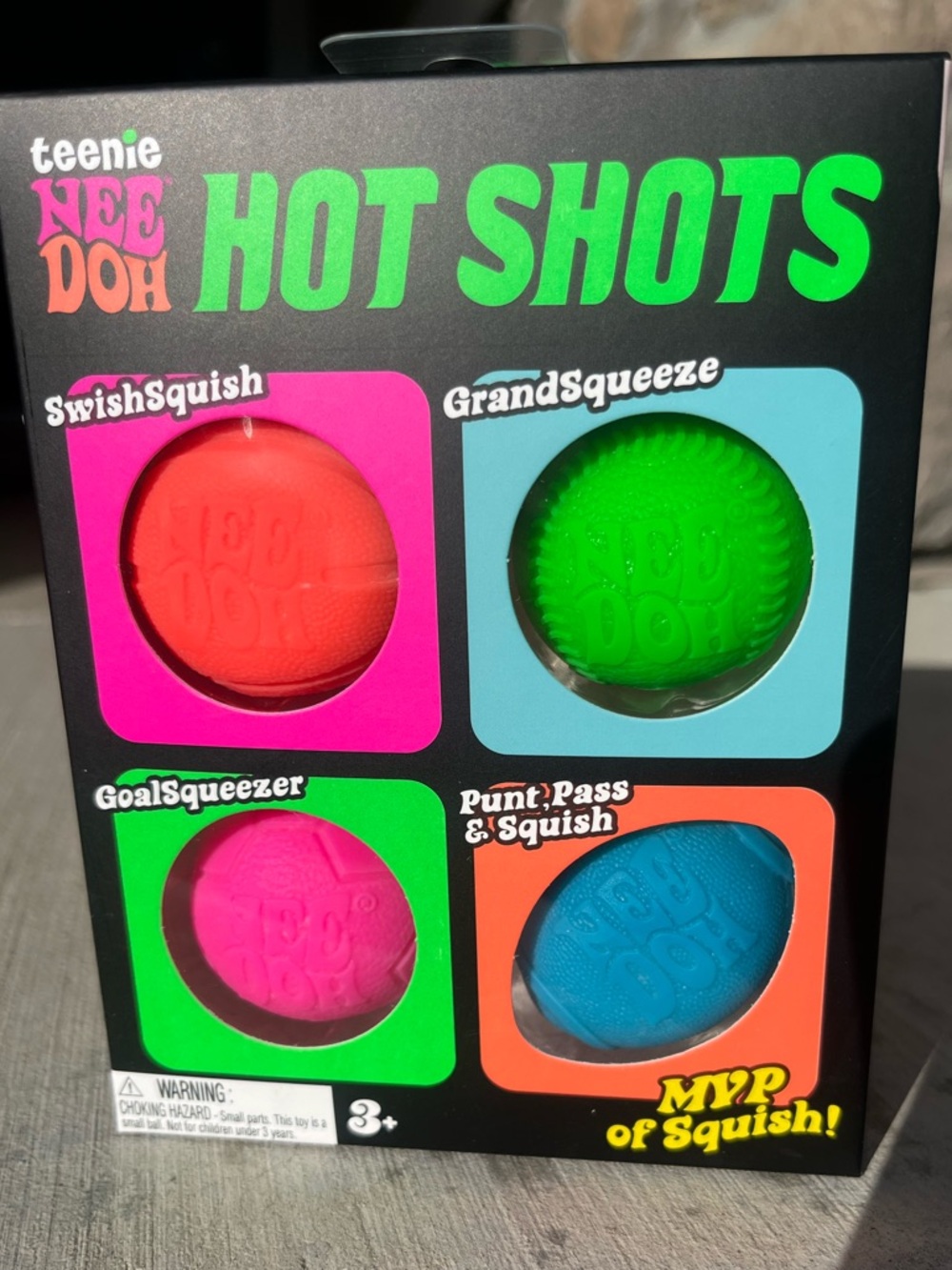Teenie NeeDoh Hot Shots 4 Pack Viral Fidget Toy Sensory Squish Balls